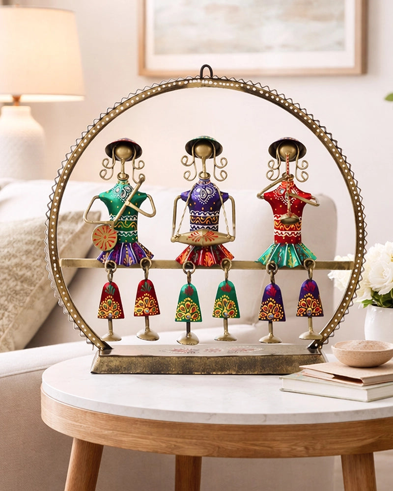 Handcrafted Metal Folk Musician Wall Hanging & Table Showpiece