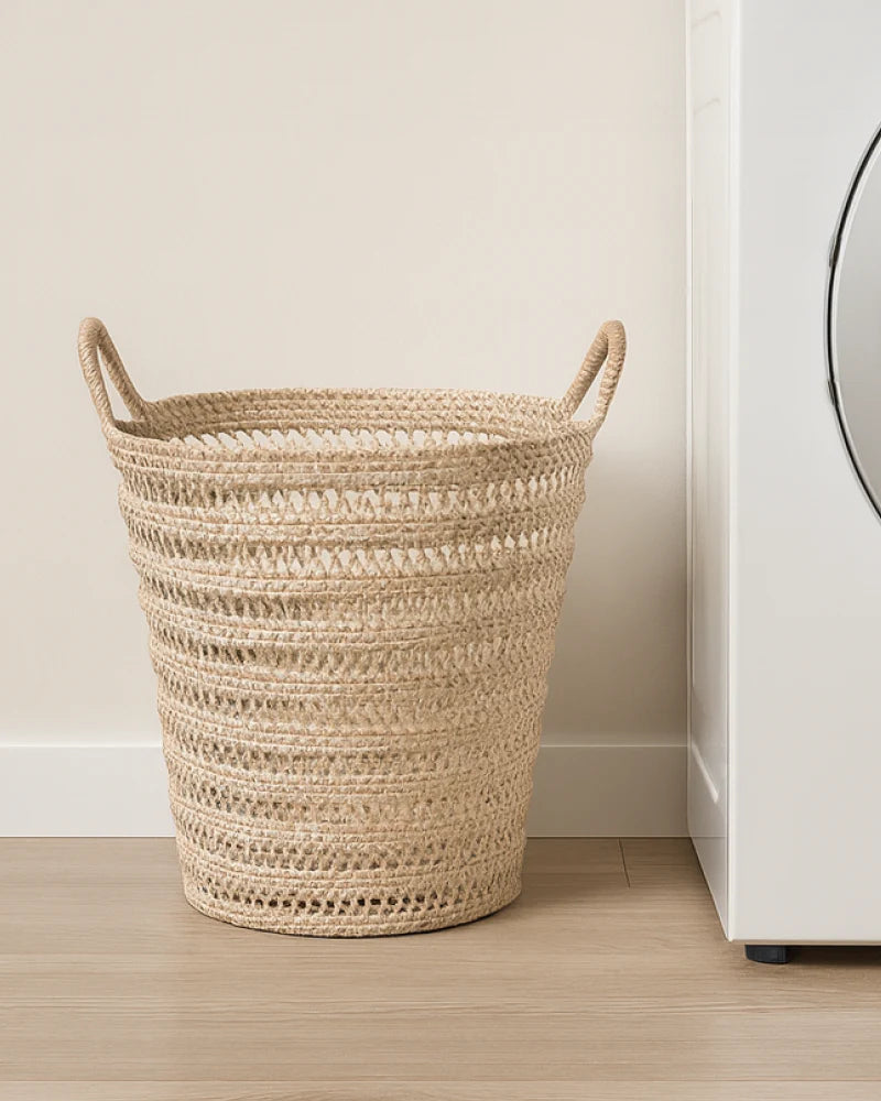 Rattan Laundry Basket with Handles for Home and Bathroom