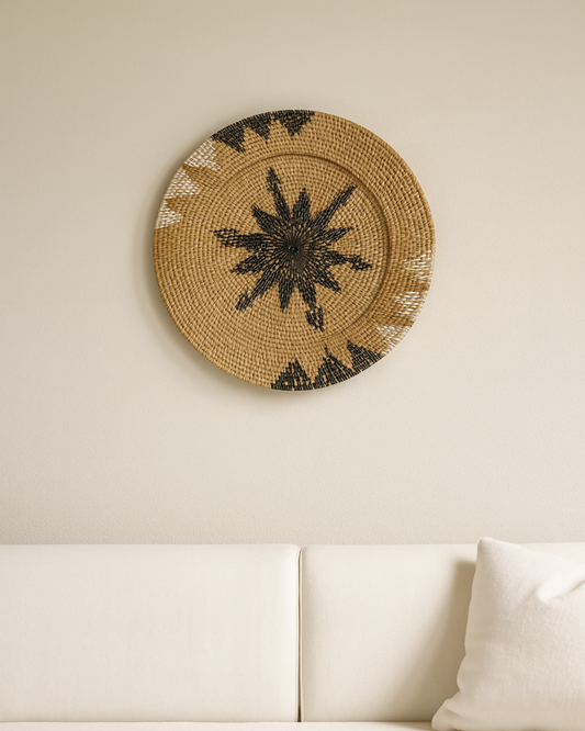 Decorative Rattan Wall Tray for Hallway and Office Walls