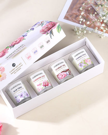 Set of 4 Scented Aroma Candles in Glass | Decorative Fragrance Candle Set | 45gm, 8hr Burn Each