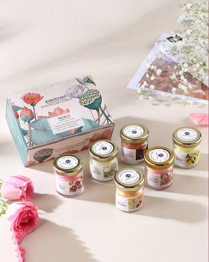 Set of 6 Scented Aroma Candles, 26gm Each 6-8H Burn | Fragrance Candle Set for Gifting