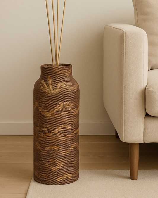 Woven Rattan Flower Vase for Bedroom and Balcony Decor