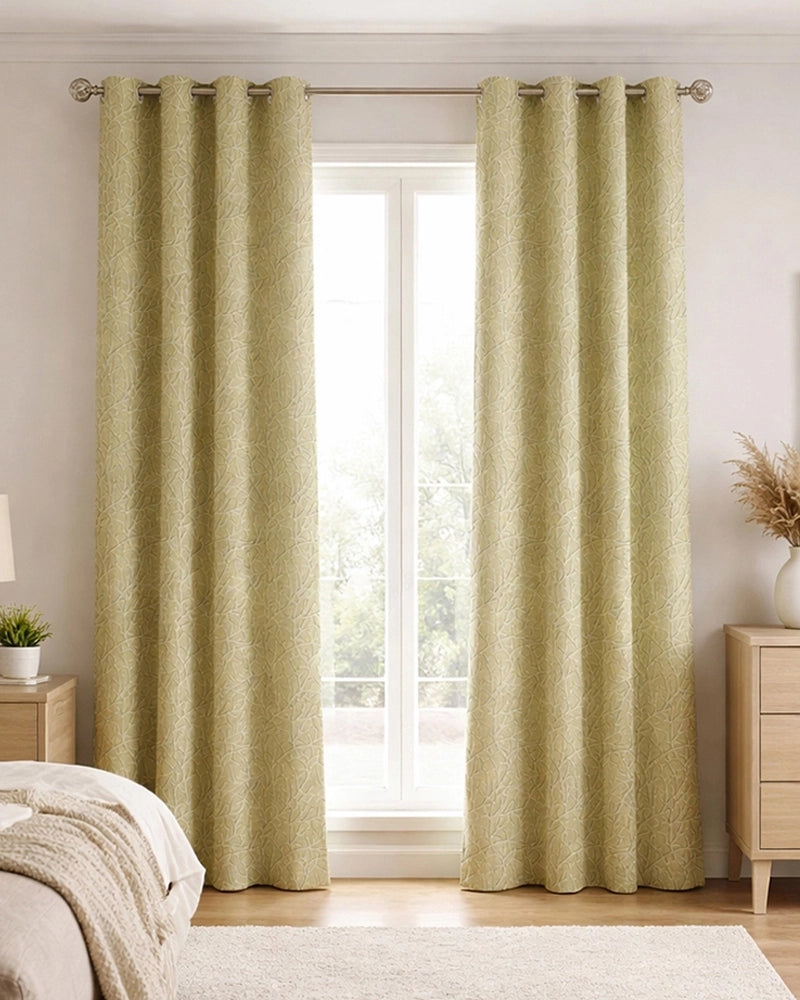 Designer Polyester Eyelet Door Curtain (Cream, 7 ft)