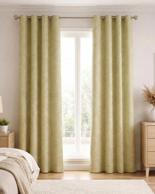 Designer Polyester Eyelet Door Curtain (Cream, 7 ft)
