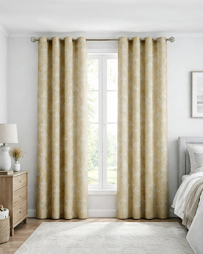 Modern Polyester Door Curtain with Eyelets (Cream, 7 ft)