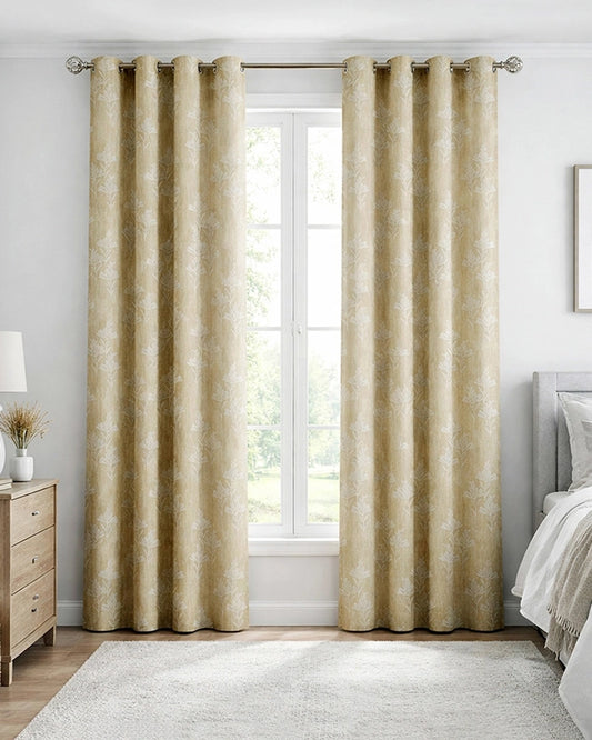 Modern Polyester Door Curtain with Eyelets (Cream, 7 ft)