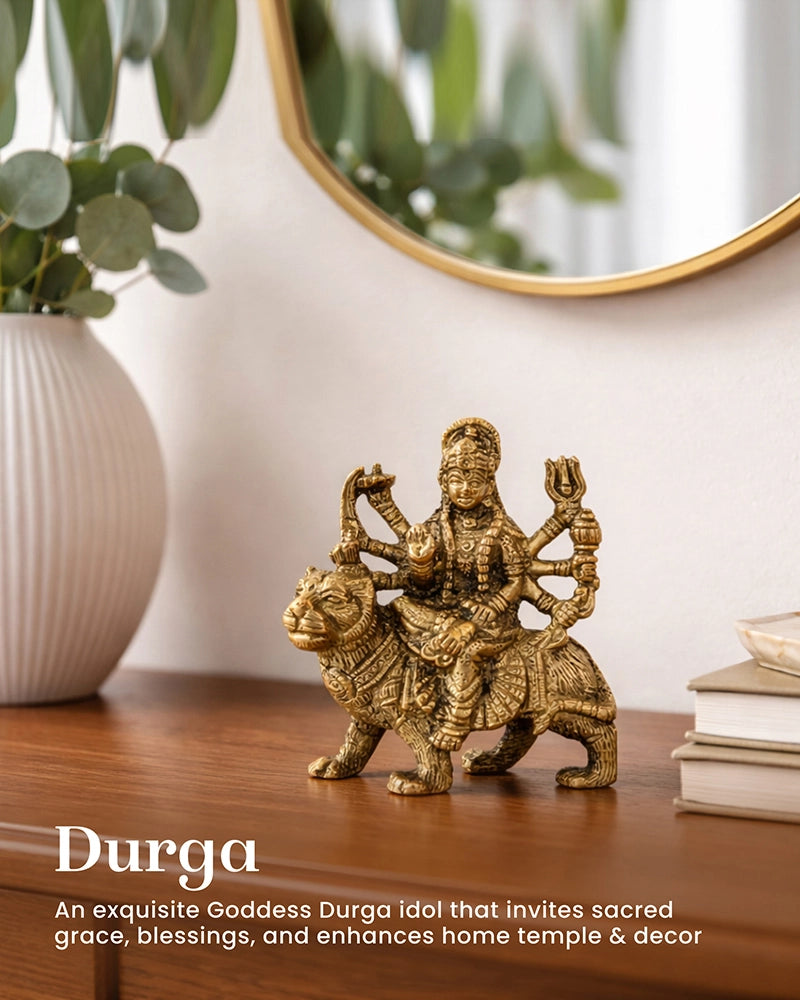 Durga Maa Brass Idol for Puja, Home Temple and Religious Showpiece