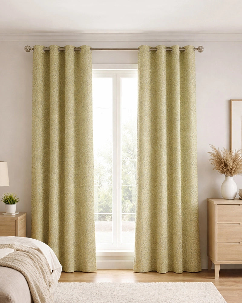 Designer Polyester Eyelet Door Curtain (Cream, 7 ft)