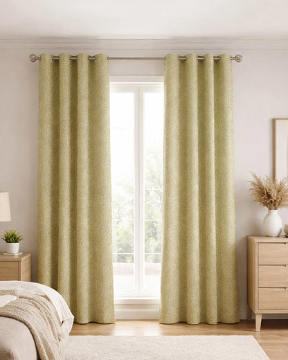 Designer Polyester Eyelet Door Curtain (Cream, 7 ft)