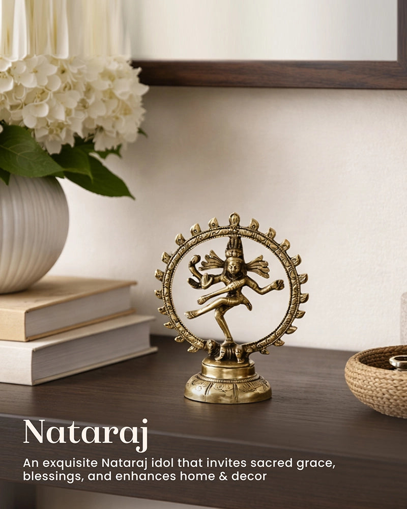 Brass Nataraja Statue of Lord Shiva for Mandir and Elegant Home Decor
