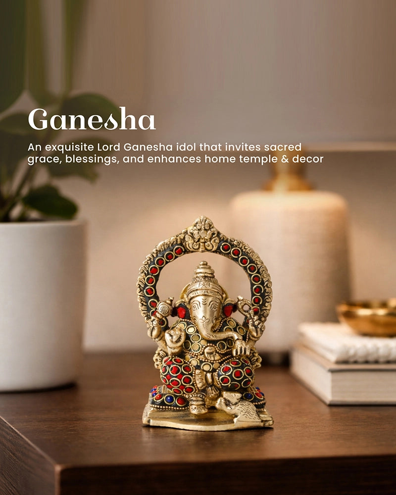 Pure Brass Lord Ganesha Idol for Pooja, Mandir and Home Decoration