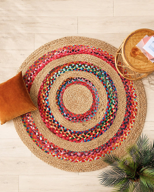 Natural Round Jute Carpet For Dining Room