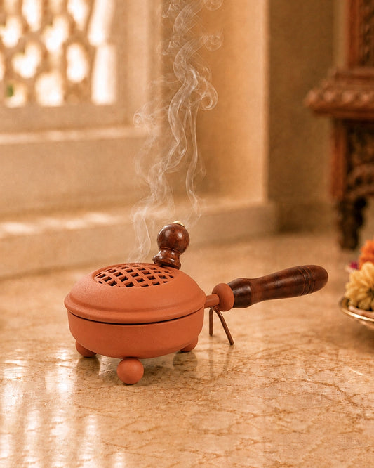 Handcrafted Metal Dhoopdani for Pooja Items and Religious Ceremonies