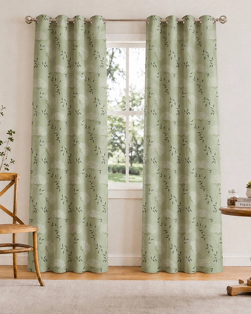 Elegant Polyester Door Curtain with Eyelets (Green, 7 ft)