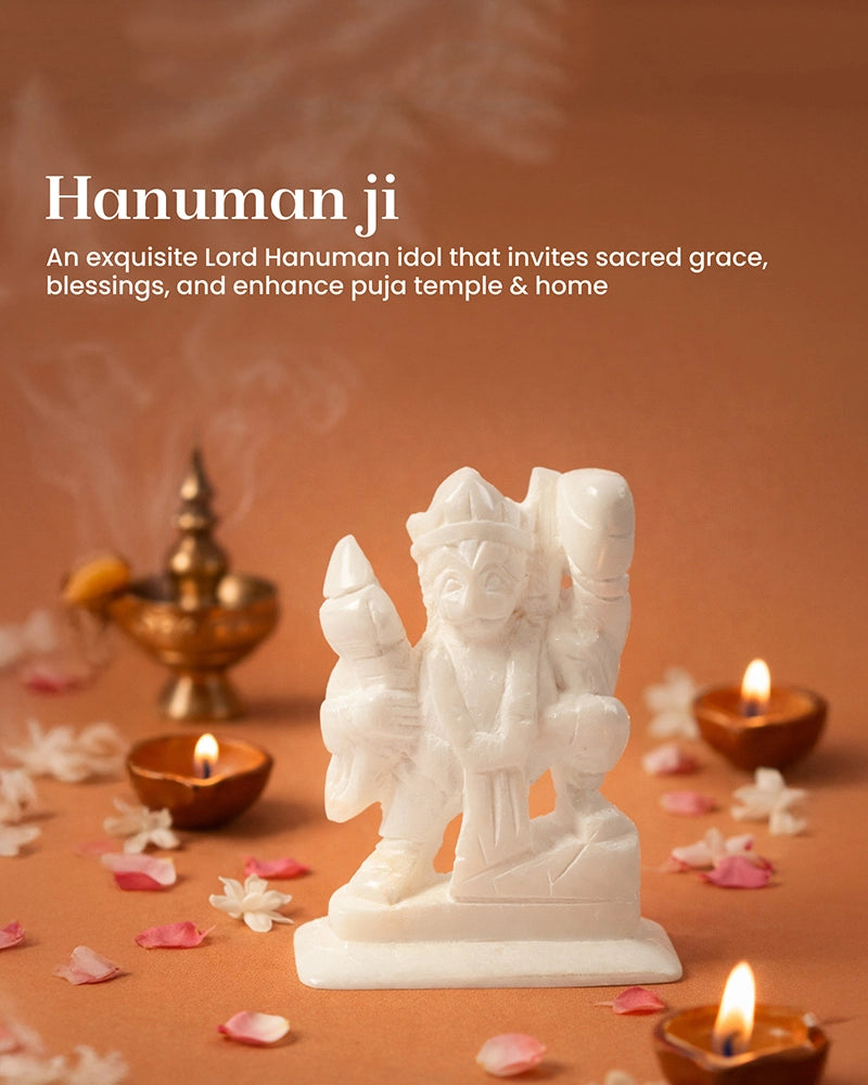 Marble Hanuman Ji Murti for Daily Pooja and Mandir Decoration