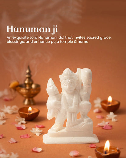 Marble Hanuman Ji Murti for Daily Pooja and Mandir Decoration