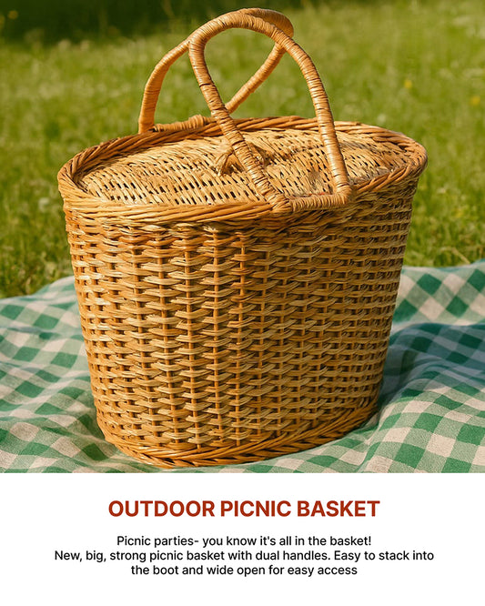 Wicker Picnic Basket | Wicker Lunch Basket | Toy Storage Basket