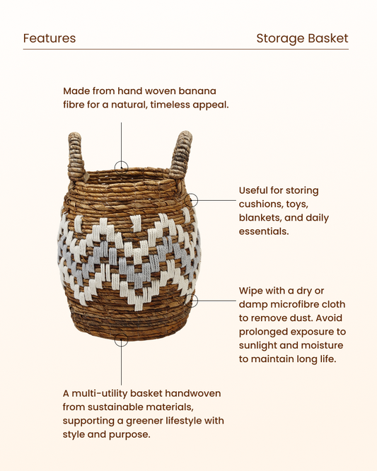 Rattan Basket for Laundry and Seasonal Storage
