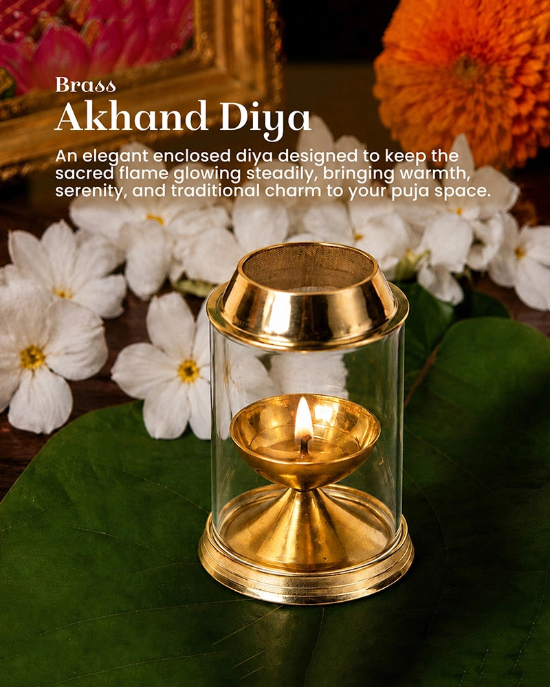 Brass Akhand Jyot Diya for Pooja Room, Mandir & Home Decoration