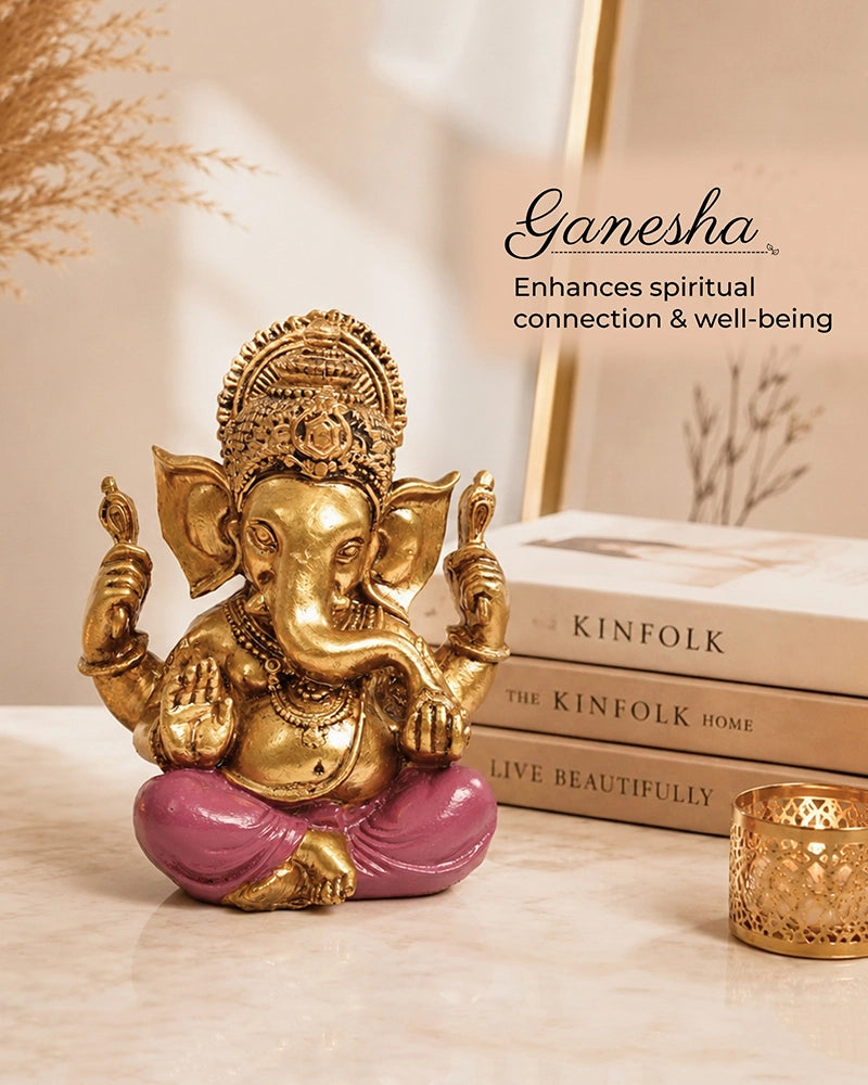 Antique Finish Polyresin Ganesh Idol for Puja and Home Décor
