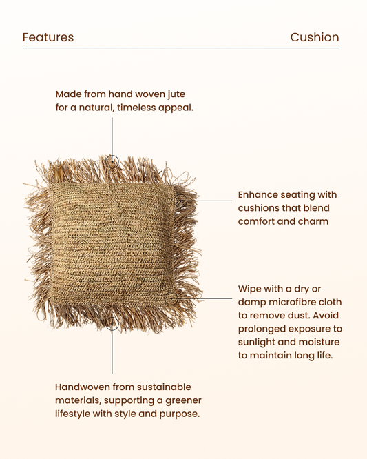 Handcrafted Raffia Cushion for Sofa, Chair, and Home Decor