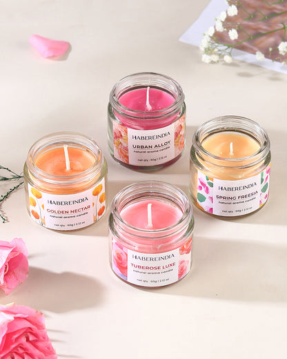 Set of 4 Scented Aroma Candles 60gm Each 8-10H Burn | Decorative Fragrance Candle Set