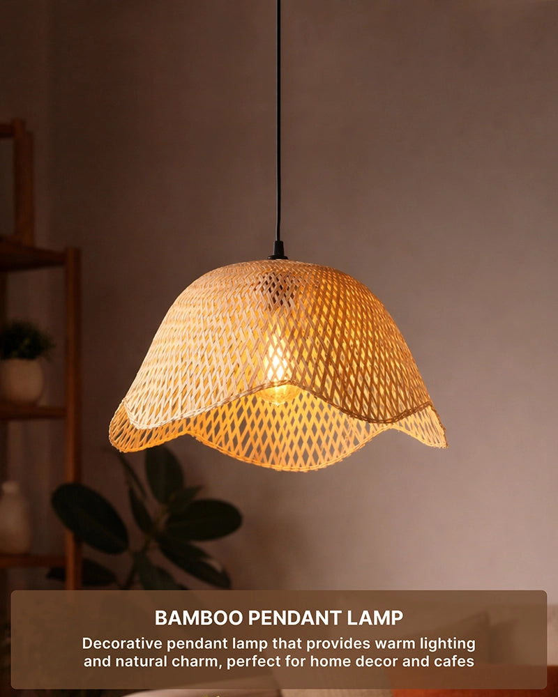 Rustic Bamboo Pendant Lamp for Dining Room, Balcony, and Home Interiors