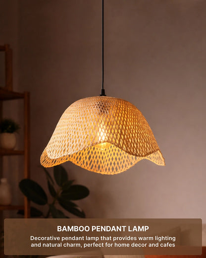 Rustic Bamboo Pendant Lamp for Dining Room, Balcony, and Home Interiors