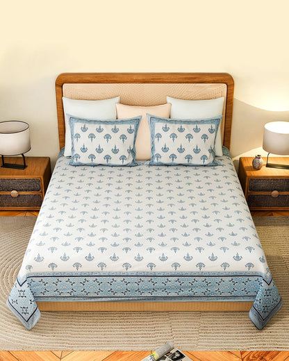 Luxury Cotton Double Bed Sheet Set with Pillow Covers, TC 200, Bedroom & Home Décor