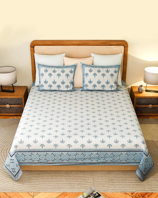 Luxury Cotton Double Bed Sheet Set with Pillow Covers, TC 200, Bedroom & Home Décor
