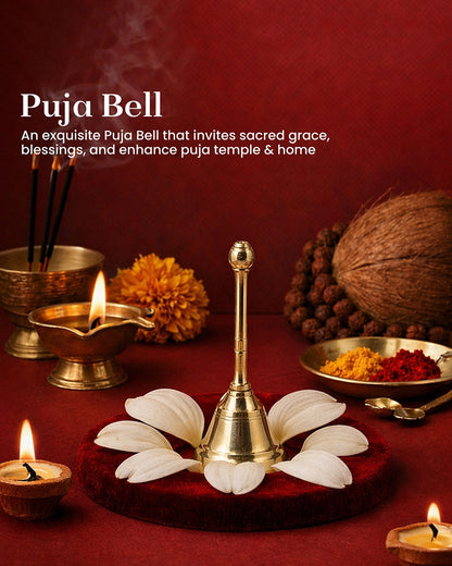 Brass Pooja Bell (Ghanti) for Mandir & Daily Worship Rituals