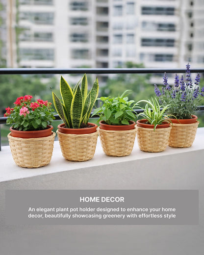 Handwoven Bamboo Planter Baskets for Indoor Plants (Set of 5)