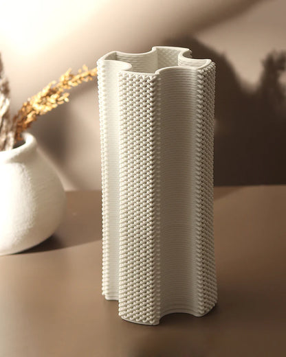 Elegant White Ceramic Vase for Bookshelf Styling