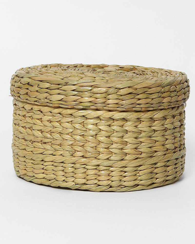 Boîte à Couvercle en Jonc de Mer - Ronde