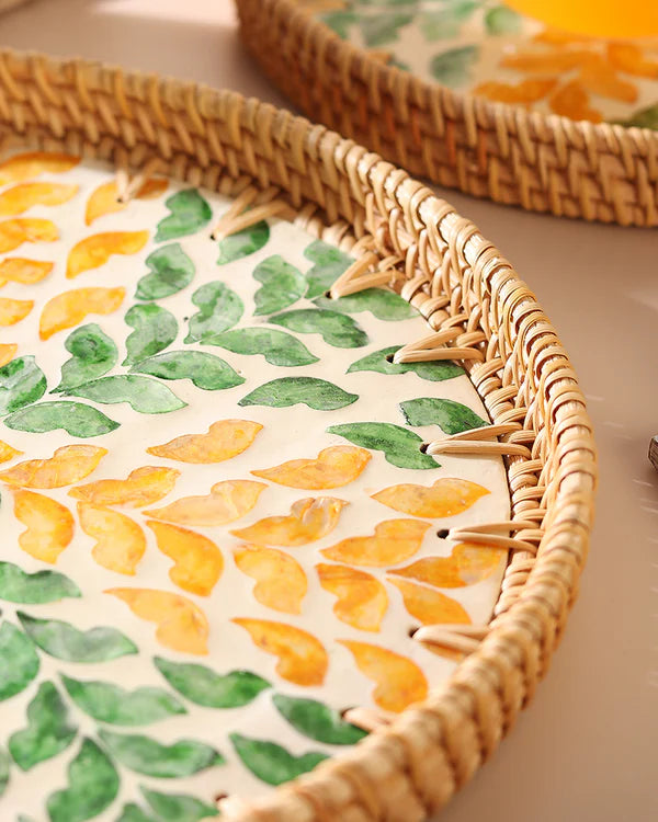 Rattan Decorative Round Tray for Gifting and Kitchen Use