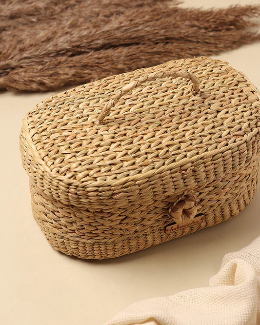 Handwoven Seagrass Tissue Box Holder for Bathroom, Bedroom, and Living Room