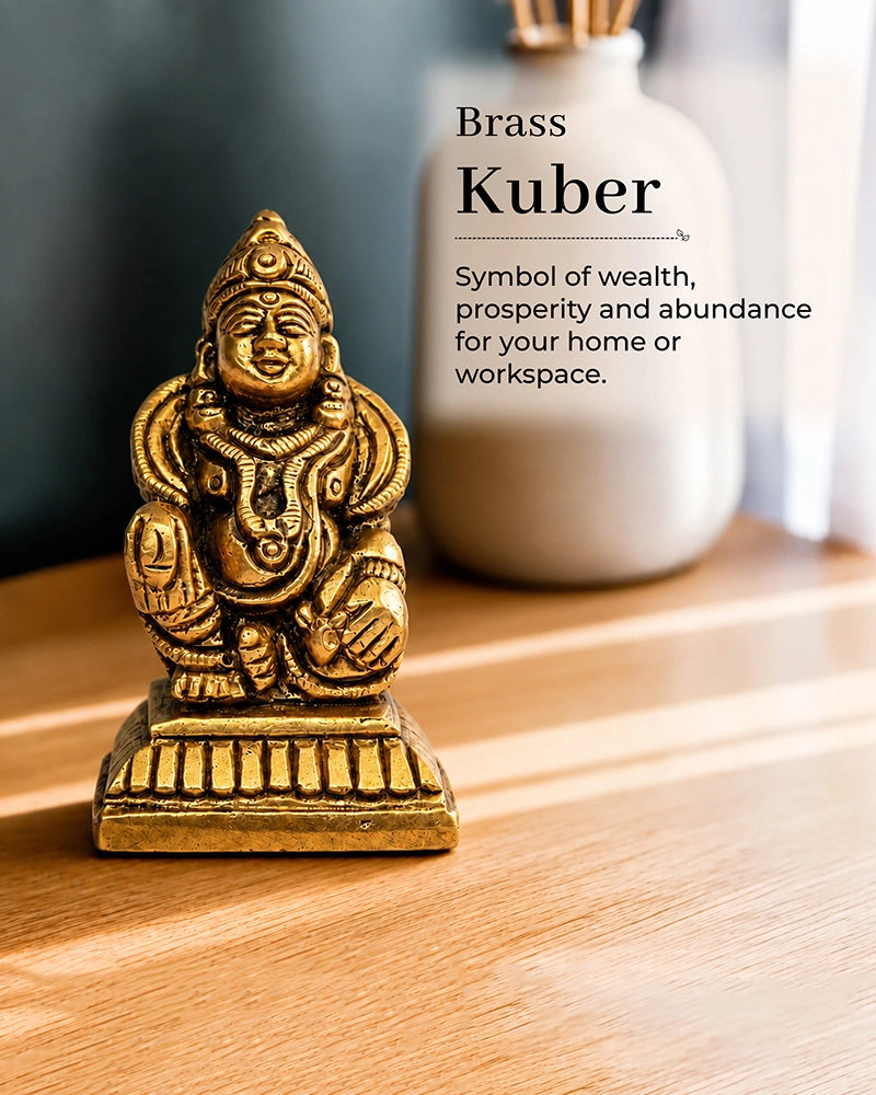 100 % Pure Brass Kuber Ji Statue For Home Décor & Pooja Room