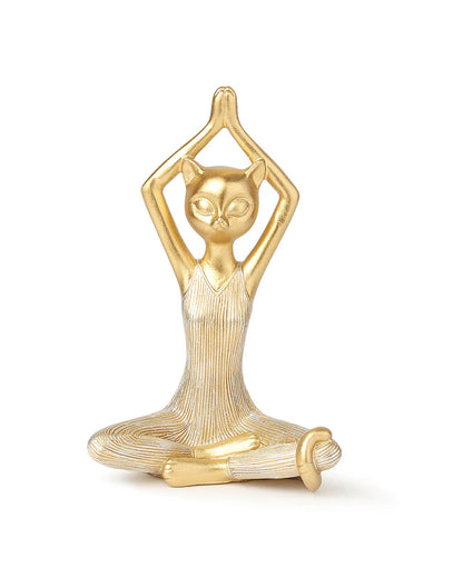 Yoga Cat Figurine in Polypropylene for Living Room Decoration