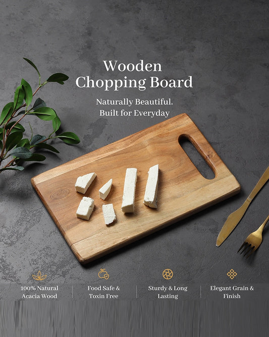 Wooden Chopping Board with Cut Out Handle for Kitchen Use