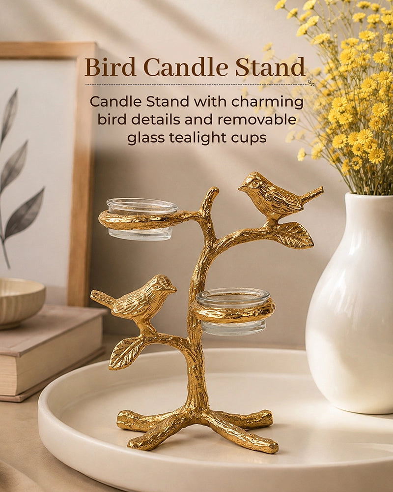 Romantic Love Birds Tree Candle Holder for Home Décor & Gifting