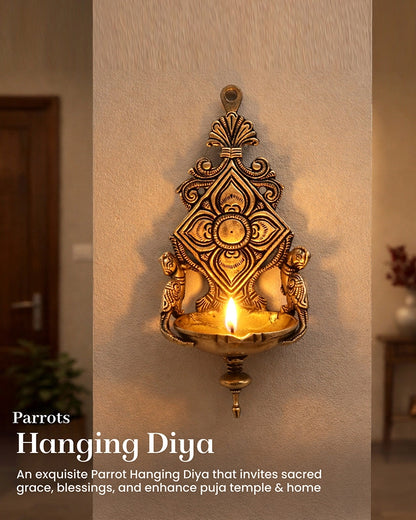 Decorative Brass Hanging Diya for Aarti, Pooja Items, and Home Decor