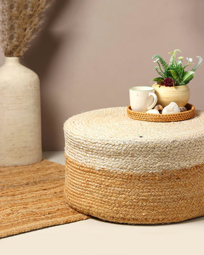 Boho Style Jute Ottoman Stools for Comfortable Seating