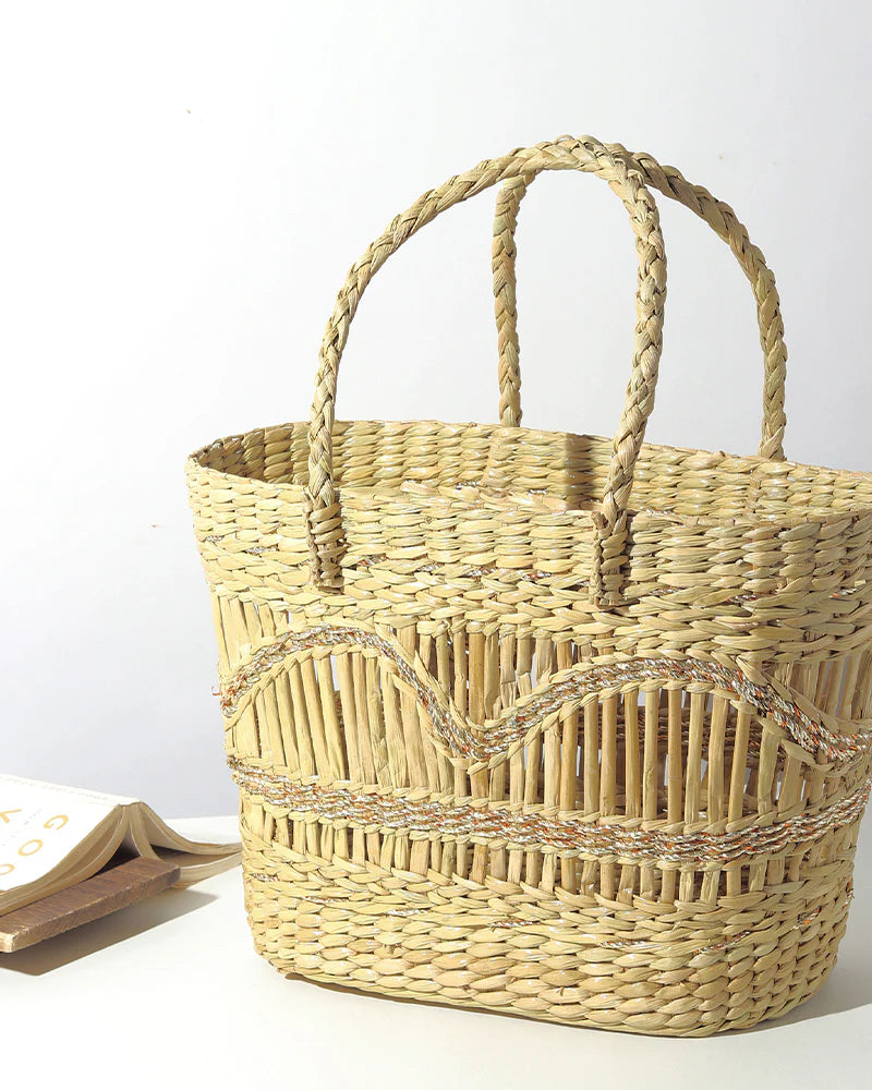 Handwoven Natural Tote for Shopping, Storage & Casual Carry