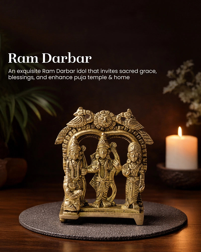 Brass Ram Darbar Idol for Mandir, Pooja Room, and Home Decoration
