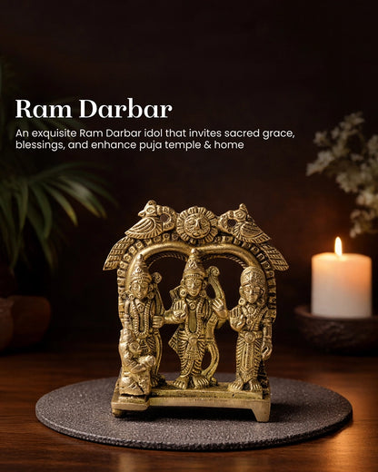 Brass Ram Darbar Idol for Mandir, Pooja Room, and Home Decoration