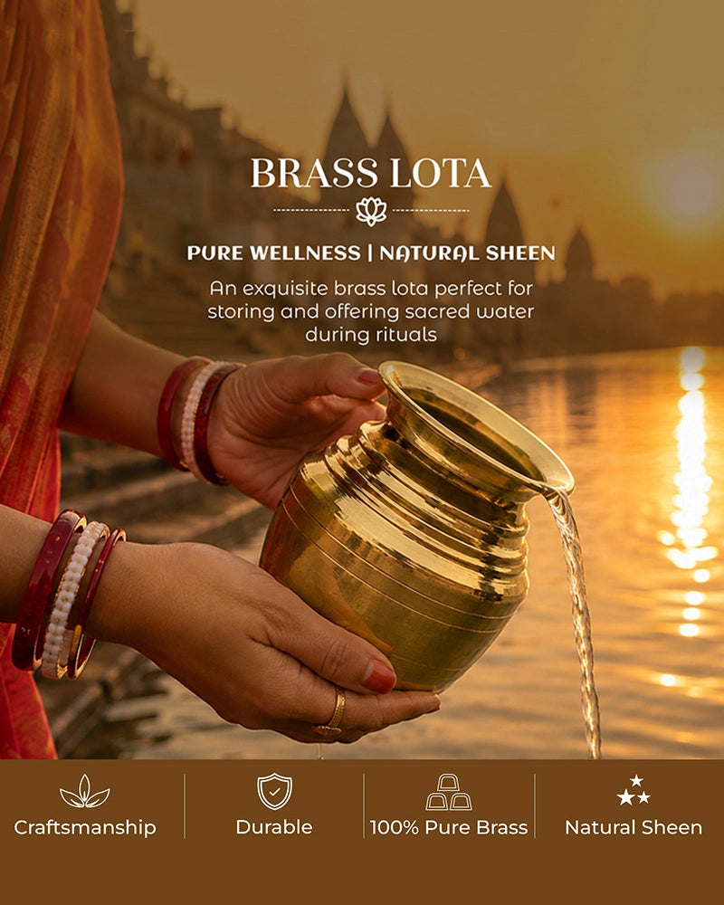 100% Pure Brass Lota for Pooja and Religious Celebrations
