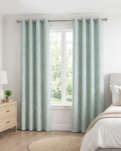 Classic Polyester Door Curtain with Eyelets (Blue, 7 ft)