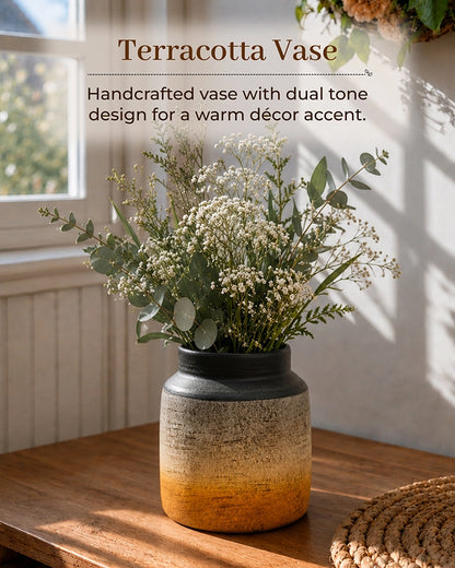 Premium Terracotta Decorative Flower Vase with Textured Finish for Home