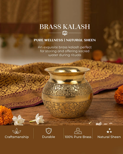 100% Pure Brass Kalash for Pooja and Religious Celebrations