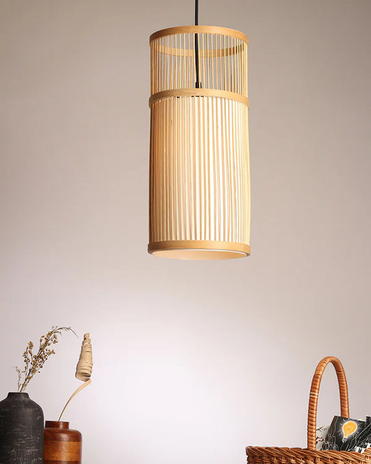 Boho Bamboo Hanging Lamp for Cafe and Home Interiors